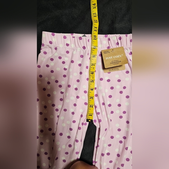 Just Cozy All Season Leggings XS Pink Polka Dot Soft Women's 4 Way Stretch - Picture 6 of 9